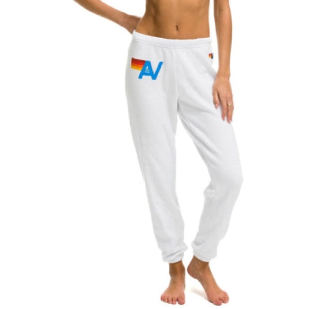 *NEW* Aviator Nation White Lightweight Sweatpants with Logo